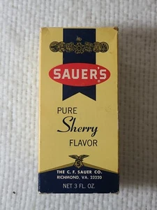 Vintage Sauer’s Pure Sherry Geschmack 3 Oz Glasflasche mit Metallverschluss und Box - Bild 1 von 11