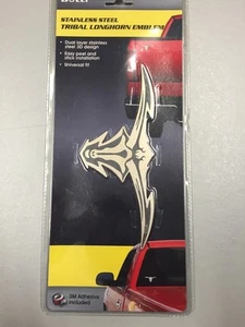 Emblema Longhorn tribal de acero inoxidable Bully - Imagen 1 de 1