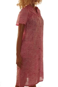 Womens Pink Floral Light Spring Summer Snap Button Up Nightgown Pjs Small NEW - Picture 1 of 1