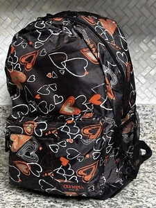 New Olympia Bravo 18" Backpack Black Heart Travel Zip Water Bottle Pocket - Picture 1 of 7