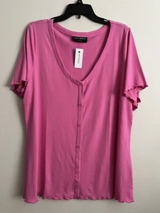 Lane Bryant Womens Plus Size 22/24 Top Pink Short Sleeve MSRP $46.95 - Picture 1 of 4