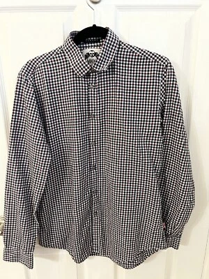 Camisa Hombre Mozart For Art 16/41 Negra Cuadros Manga Larga Algodón Usada Foto 1 de 4