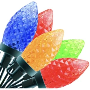 C9 LED Christmas String Green Wire Bulb Lights 16.4 Ft Indoor Outdoor 25 Count - Picture 1 of 10