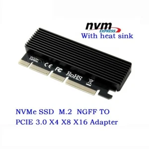 M.2 PCIe NVMe SSD to PCI-E Express 3.0 X4 X8 X16 Adapter Card Full Speed 2280 mm - Picture 1 of 12
