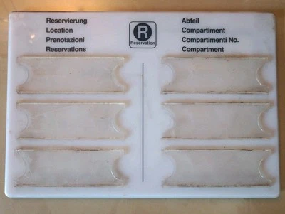 Schild Reservierung 6er Abteil Bundesbahn Bm232 Reservation Schnellzugwagen - Bild 1 von 2