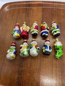 Lot of 10 Glass Christmas Ornaments – Snowmen, Santas, Angel & Stocking – 6 cm - Bild 1 von 8