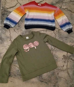 Old Navy Striped Sweater & GAP Olive Green Sweatshirt - Girls' Youth XXL 14-16 - Picture 1 of 7