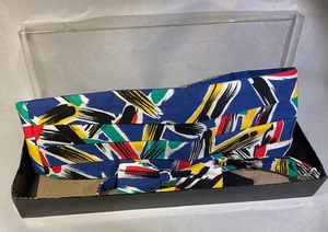 Vintage 80s 90s Cummerbund One Size  Geometric Bright Colors Set With Tie - Picture 1 of 4