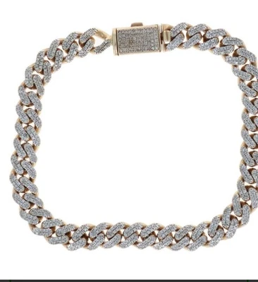 Brazalete de oro amarillo de 10 quilates con diamantes genuinos unisex de 7,2 mm Miami Cuban Link de 7" 4,0 quilates Foto 1 de 4