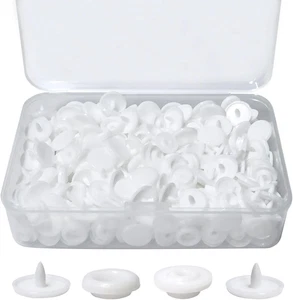 100 Sets White T5 Plastic Snaps round Resin Snaps Buttons for Clothing Diapers C - Picture 1 of 7