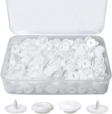 100 Sets White T5 Plastic Snaps round Resin Snaps Buttons for Clothing Diapers C - Image 1 of 4