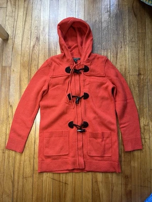 Lauren Ralph Lauren Mezcla Lana de Cordero Cárdigan Con Capucha Suéter Naranja Quemado M Foto 1 de 4