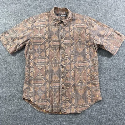Reyn Spooner Shirt Mens Large Brown Hawaiian Aloha Cotton Linen Button Reverse - Image 1 of 4