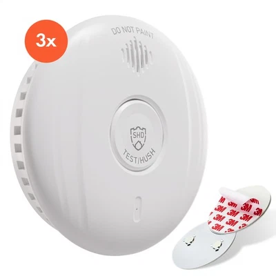 SHD BY ONECONCEPT Set 3 rilevatori di fumo, 10 anni di autonomia, rilevatore di incendio con supporto magnetico