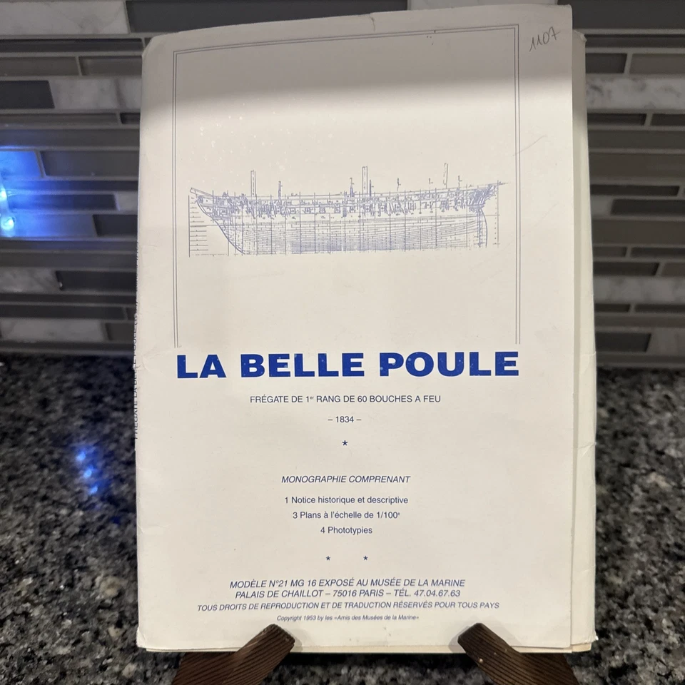 La Belle Poule 1834 French Frigate Rare 1953 Naval Monograph Ship Plans Photos - Image 1 of 4