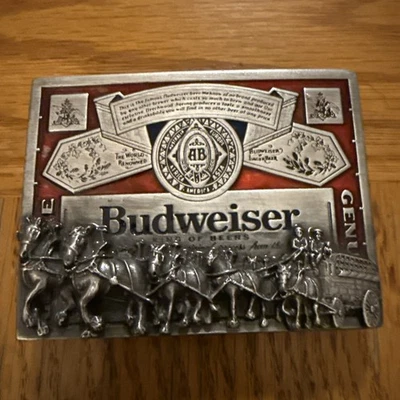 Vintage Budweiser Clydesdales Pewter Belt Buckle T-169 - Image 1 of 4