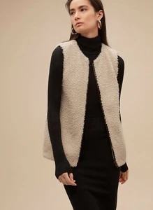 Aritzia Wilfred Women's Chatou Vest Sherpa Faux Fur Full Zip Jacket Ivory XXS - Picture 1 of 2