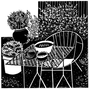 'A Claremont Garden' original limitierte Linolschnittdruck von Alison Pearce - Bild 1 von 2