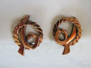 Vintage Copper Clip On Earrings - Picture 1 of 3