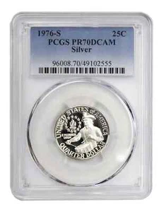 1976-S Washington Quarter Silver PR70 DCAM PCGS Blue Label - Bild 1 von 2