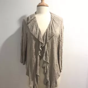 Cárdigan Dressbarn Talla XL Beige 100 % Rayón Frente Abierto con Volantes Tejido Prenda para el torso encogerse de hombros - Imagen 1 de 5