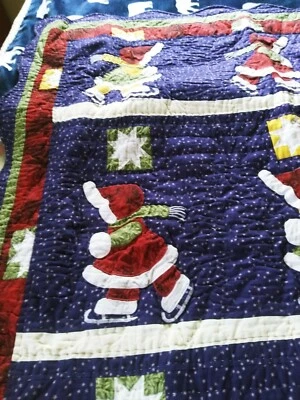 Applique & Embroidered Christmas Light Quilt/ Wall Hanging  58" X 48"Wide  - Image 1 of 4