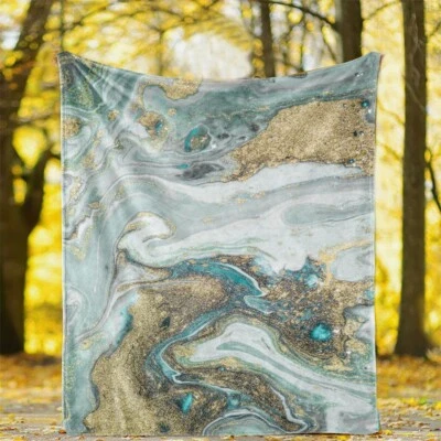 Marbled Marbling Warm Flannel Bedspread Sofa Couch Throw Blanket Holiday Gift - Image 1 of 4