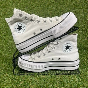 Zapatillas deportivas Converse para mujer talla UK 4,5 plataforma alta zapatos informales de lona blancos - Imagen 1 de 9