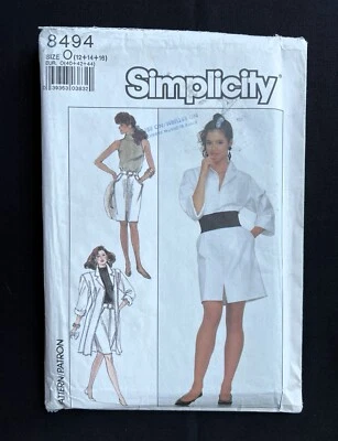 Simplicity 8494 Misses Skirt, Coatdress & Knit Top 1988 Pattern size 12-16 Uncut - Image 1 of 2
