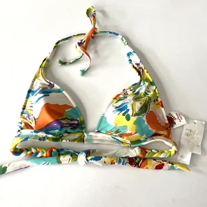 LUCKY BRAND Vintage Y2K Abstract Leaf Print Bikini Top Removable Pads Size S NWT - Picture 1 of 6