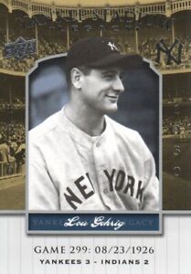 2008 Upper Deck Yankee Stadium Legacy Collection Baseball #299 Lou Gehrig
