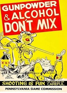 Vintage Gun Safety Poster PHOTO Funny Sign Bar Decor Guns Alcohol Don't Mix!