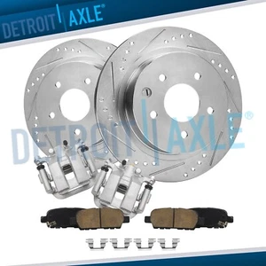Rear Drilled & Slotted Rotors + Calipers Brake Pads for Infiniti G35 Nissan 350Z - Picture 1 of 7