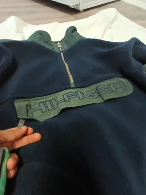 Pulôver com capuz vintage anos 90 Tommy Hilfiger raro retrô clássico (tamanho G) - Imagem 1 de 3