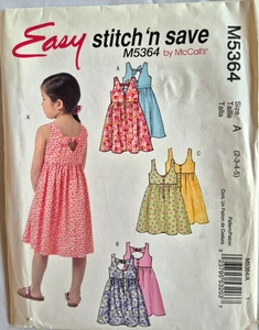 MCCALLS PATTERN 5364  DRESSES  GIRLS SIZES  2  3 4 5   UNCUT  FF - Picture 1 of 2