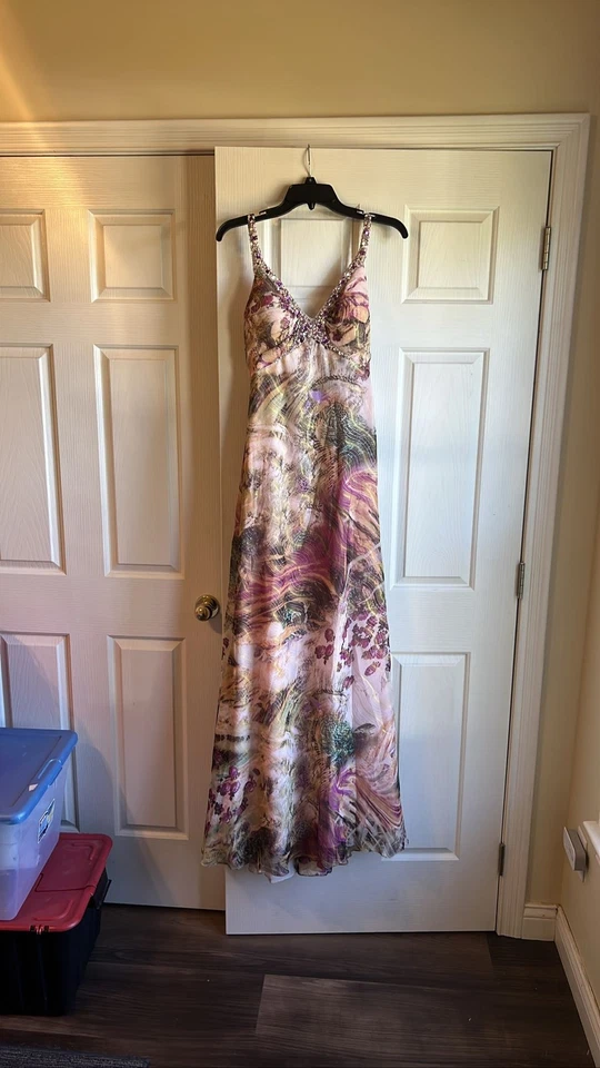 Maxi Vestido Faviana Couture Cuentas Acuarela Baile de graduación Talla 10  Foto 1 de 4