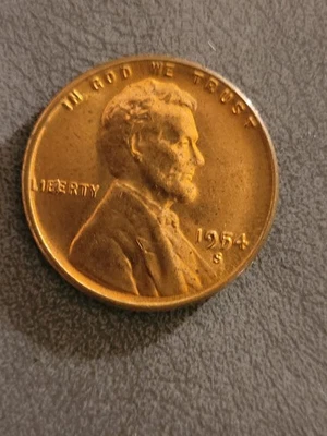 MS 1954D DOUBLE DIE CHIP ERROR WHEAT CENT RED LUSTER- RARE - Image 1 of 4