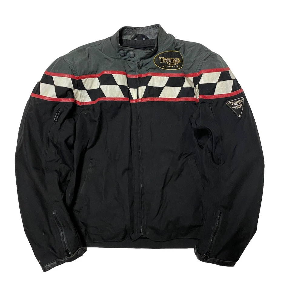 Chaqueta de moto Triumph para hombre mediana de cuero y nailon concha para montar Foto 1 de 4