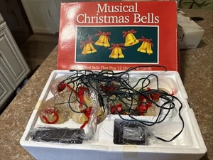1990 Vintage MUSICAL CHRISTMAS BELLS Plays 12 Carols - Picture 1 of 4