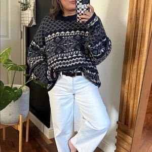 VINTAGE NEWTON TRADING CO. 100% Wool Nordic Fair Isle Crew Chunky Sweater. XL - Picture 1 of 10