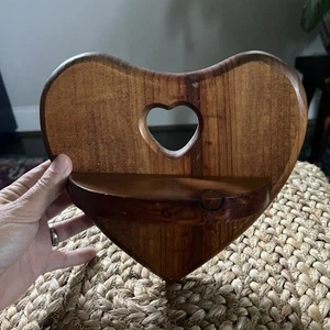 Handmade Vintage Wooden Heart Shelf With Heart Cutout Wall Hanging - Picture 1 of 5