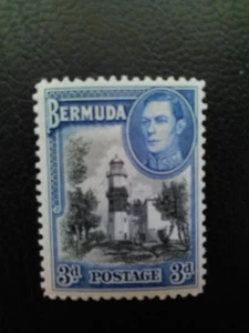 BERMUDA MNH STAMP 1938-52 ST DAVIDS LIGHTHOUSE 3d BLACK & DEEP BLUE SG114A. - Picture 1 of 2