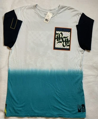 Rock Revival Jean Men’s Blue White Graphic Print Logo Tee Shirt Size XL NEW - Image 1 of 4