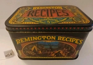 REMINGTON RECIPES TIN Vintage With Recipe Cards Included Vintage Approx 4"X 6" - Picture 1 of 9