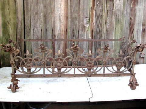 Antique Ornate Wrought Iron Planter Box Surround 16 3/8" X 20 1/2" X 47" Cover