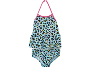KENSIE GIRLS 2 PIECE TANKINI RUFFLES SWIMSUIT SUIT (TURQUOISE LEOPARD,6) NWT - Picture 1 of 4
