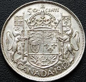 Moneda de medio dólar de plata de Canadá 1942 - 80 % de plata - Imagen 1 de 2