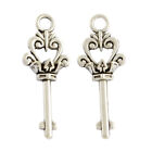 Key Charms Antiqued Silver 2 Sided Skeleton Keys Crown Top 10/25pcs Steampunk