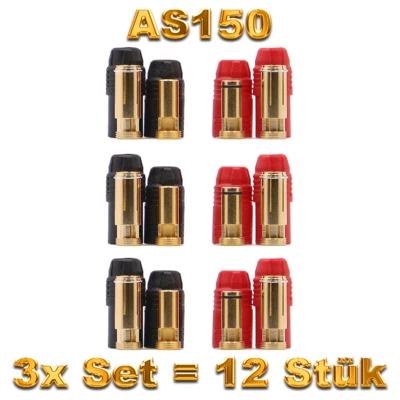 ✅ 3x Set Hochstrom AS150 Antiblitz 7mm Stecker Buchse Goldstecker Plug 12 Stück - Bild 1 von 4