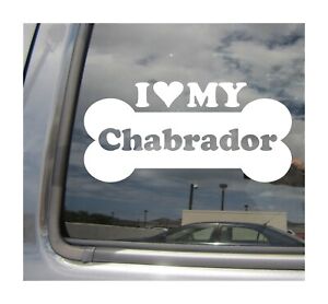 I Heart Love My Chabrador - Hybrid Dog Bone Car Vinyl Decal Sticker 13278